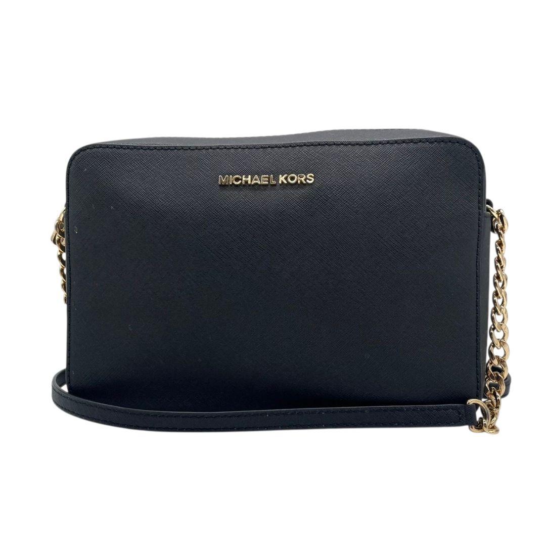 マイケルコース ショルダーバッグ 黒 チェーンショルダー 斜め掛け可 レザー 本革 ロゴ ゴールド金具 ブラック MICHAEL KORS