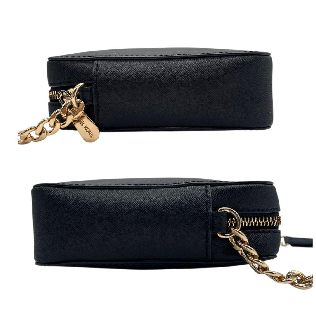 マイケルコース ショルダーバッグ 黒 チェーンショルダー 斜め掛け可 レザー 本革 ロゴ ゴールド金具 ブラック MICHAEL KORS