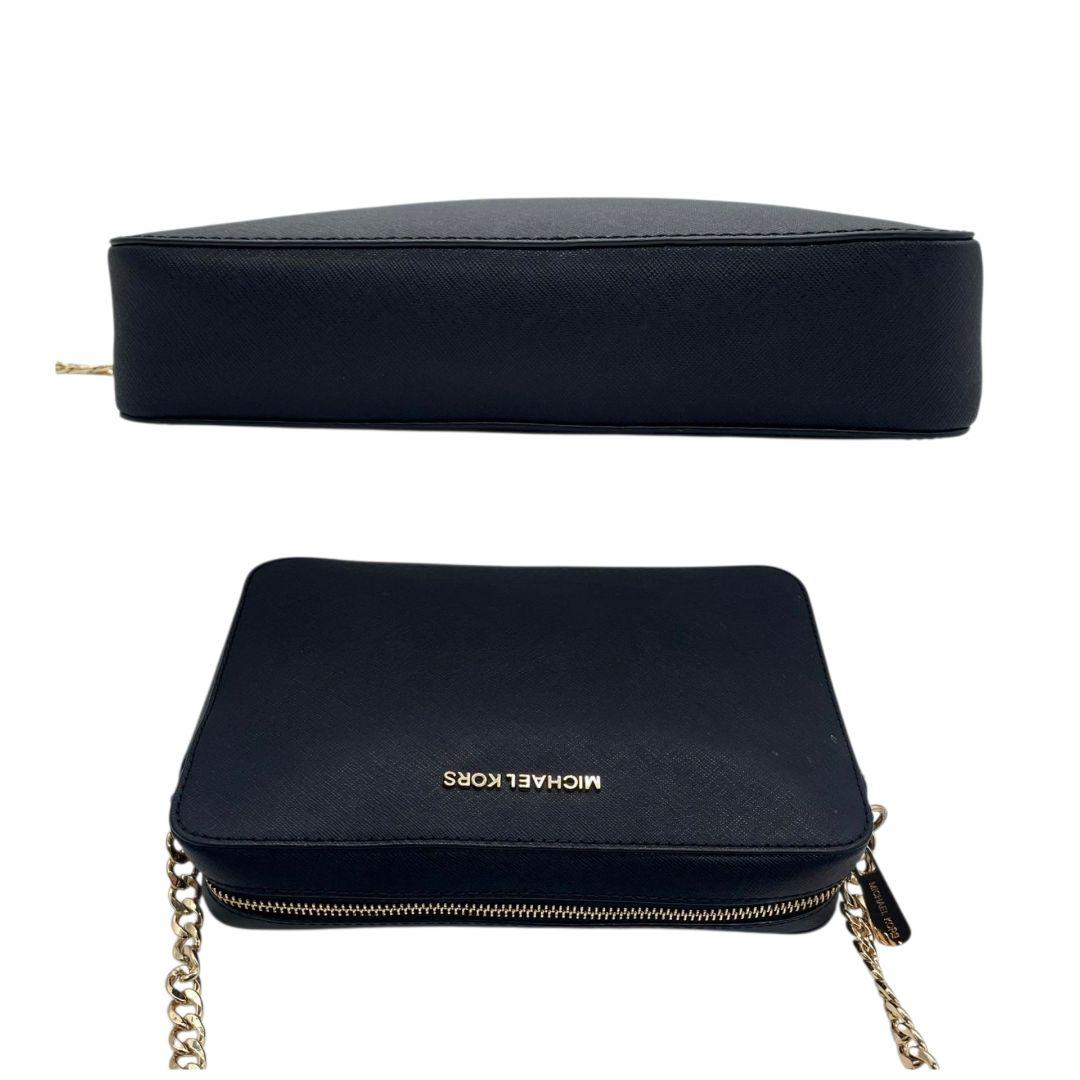 マイケルコース ショルダーバッグ 黒 チェーンショルダー 斜め掛け可 レザー 本革 ロゴ ゴールド金具 ブラック MICHAEL KORS