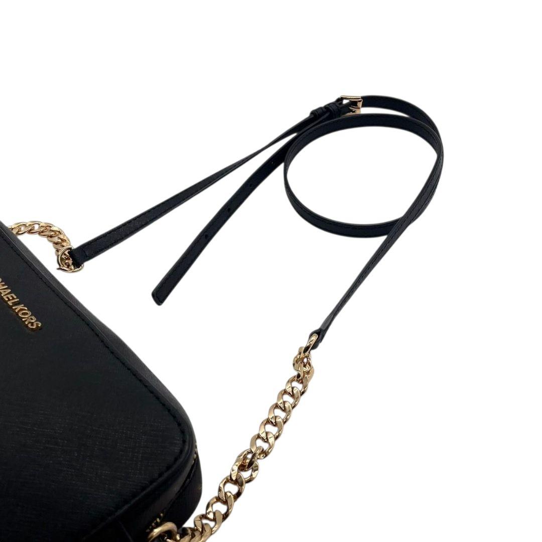 マイケルコース ショルダーバッグ 黒 チェーンショルダー 斜め掛け可 レザー 本革 ロゴ ゴールド金具 ブラック MICHAEL KORS