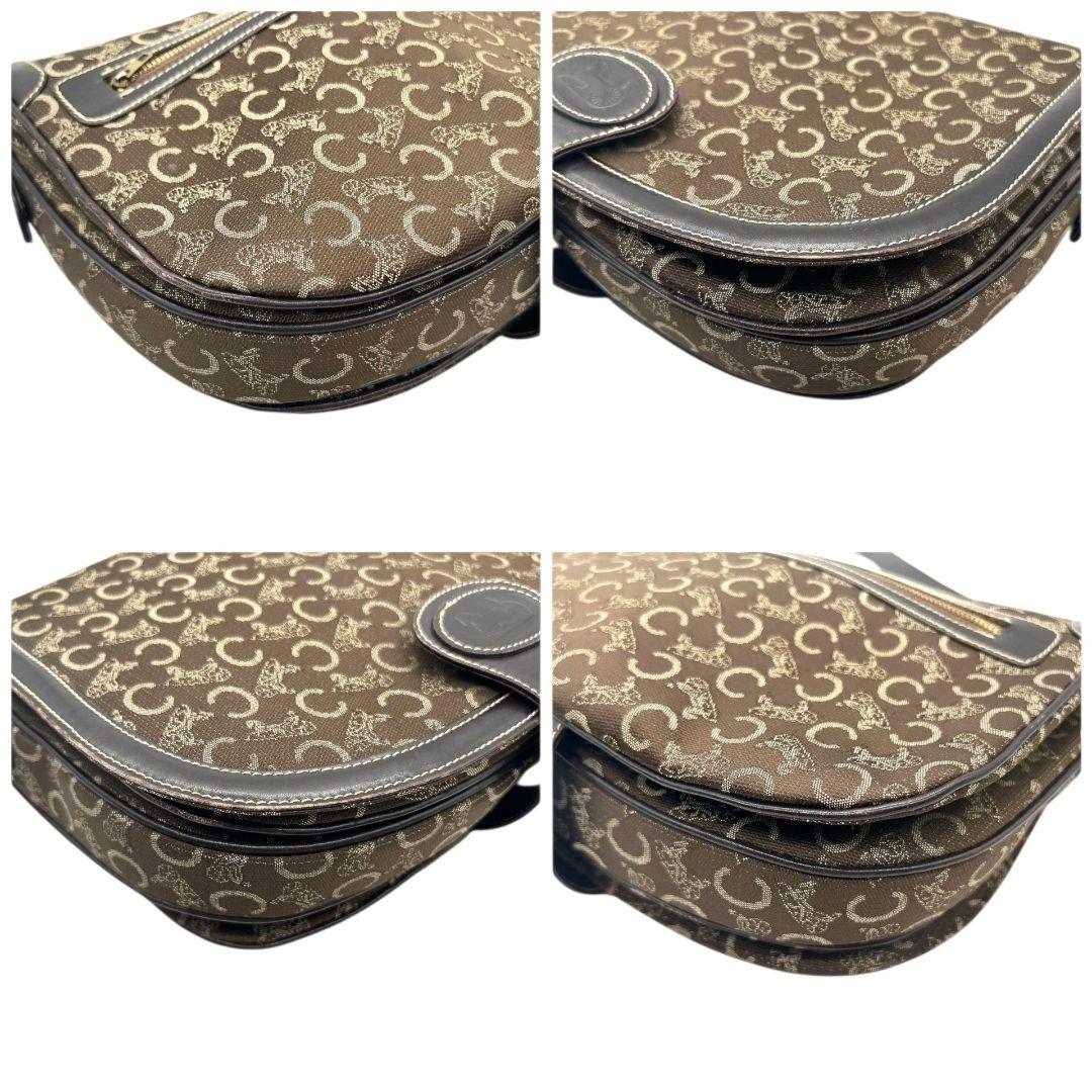 CELINE セリーヌ ショルダーバッグ ブラウン Cマカダム 総柄 フラップ 馬車金具 サルキー レザー 本革 ゴールド金具 ロゴ ヴィンテージ s48