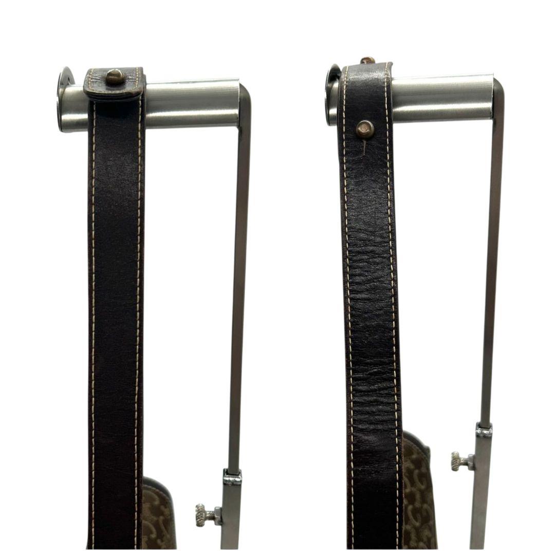 CELINE セリーヌ ショルダーバッグ ブラウン Cマカダム 総柄 フラップ 馬車金具 サルキー レザー 本革 ゴールド金具 ロゴ ヴィンテージ s48