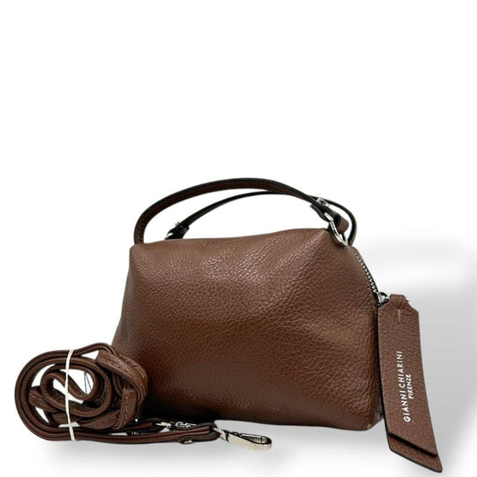 ジャンニキアリーニ GIANNI CHIARINI ハンドバッグ 2WAY 茶 アリファ 561 レザー シュリンクレザー ロゴチャーム ミニボストン シルバー金具 自立可 斜め掛け可 本革 ブラウン レディース