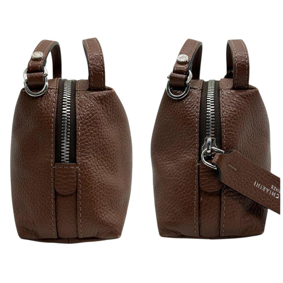 ジャンニキアリーニ GIANNI CHIARINI ハンドバッグ 2WAY 茶 アリファ 561 レザー シュリンクレザー ロゴチャーム ミニボストン シルバー金具 自立可 斜め掛け可 本革 ブラウン レディース