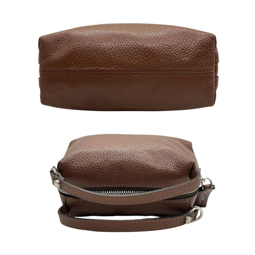 ジャンニキアリーニ GIANNI CHIARINI ハンドバッグ 2WAY 茶 アリファ 561 レザー シュリンクレザー ロゴチャーム ミニボストン シルバー金具 自立可 斜め掛け可 本革 ブラウン レディース