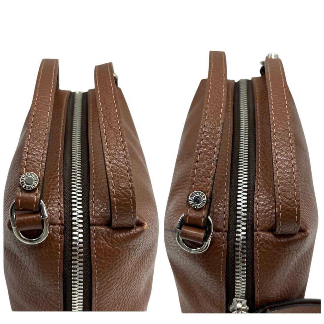 ジャンニキアリーニ GIANNI CHIARINI ハンドバッグ 2WAY 茶 アリファ 561 レザー シュリンクレザー ロゴチャーム ミニボストン シルバー金具 自立可 斜め掛け可 本革 ブラウン レディース