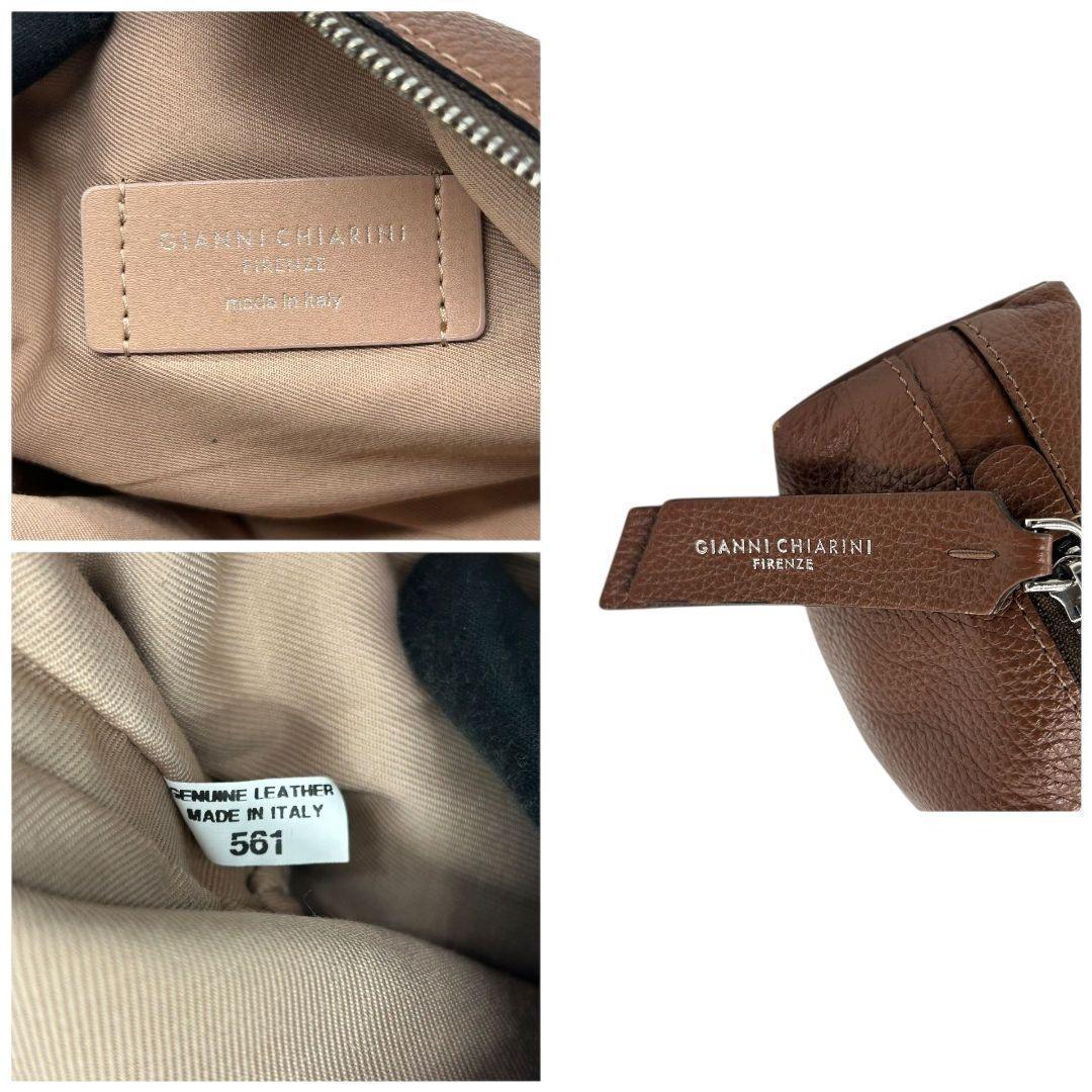 ジャンニキアリーニ GIANNI CHIARINI ハンドバッグ 2WAY 茶 アリファ 561 レザー シュリンクレザー ロゴチャーム ミニボストン シルバー金具 自立可 斜め掛け可 本革 ブラウン レディース