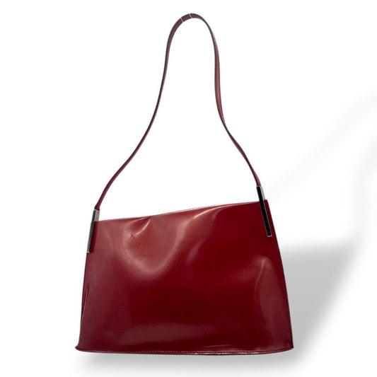 フルラ ハンドバッグ 赤 レッド ワンショルダー トートバッグ 肩掛け可 レザー 本革 ロゴ シルバー金具 s10 FURLA 高級 ブランド レディース