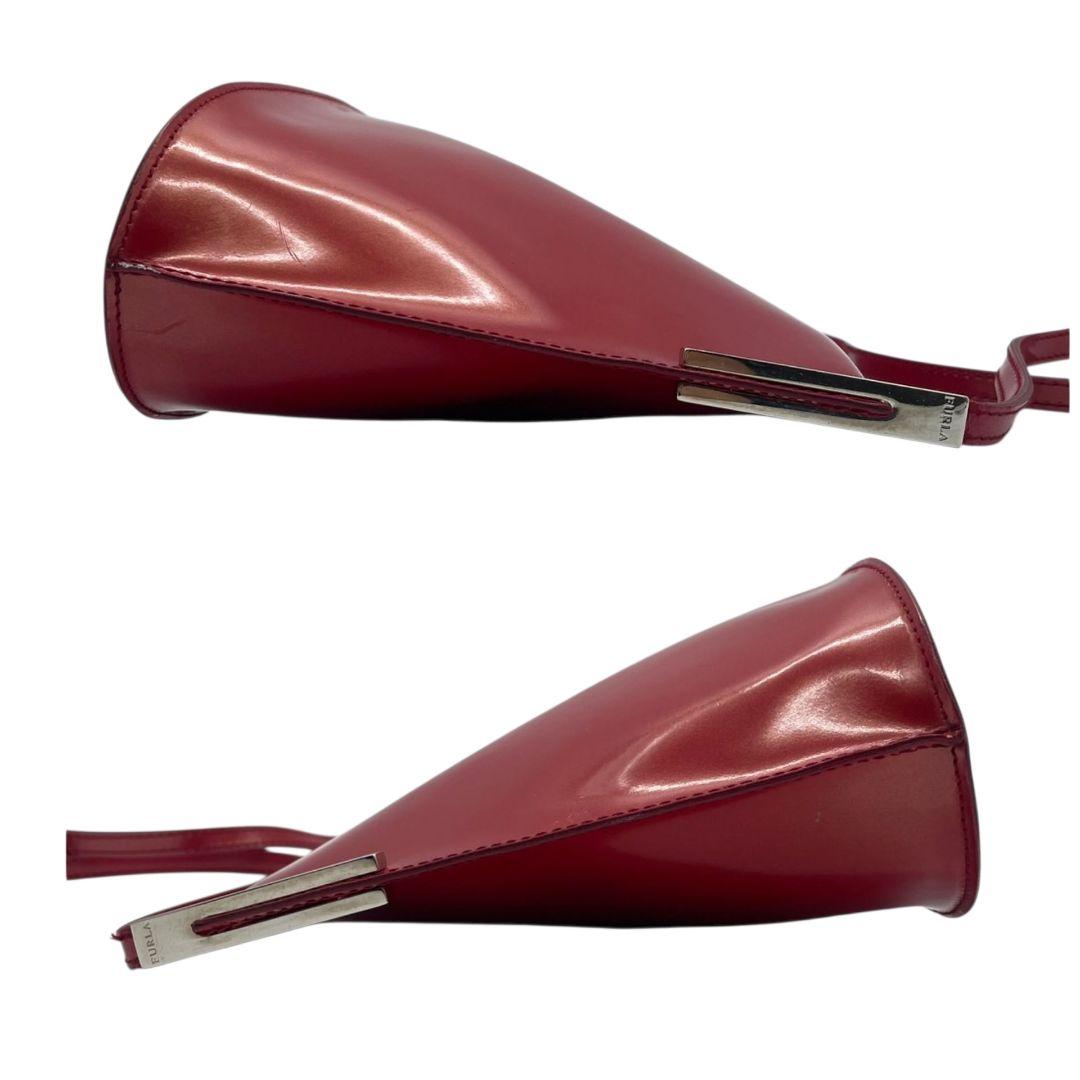 フルラ ハンドバッグ 赤 レッド ワンショルダー トートバッグ 肩掛け可 レザー 本革 ロゴ シルバー金具 s10 FURLA 高級 ブランド レディース