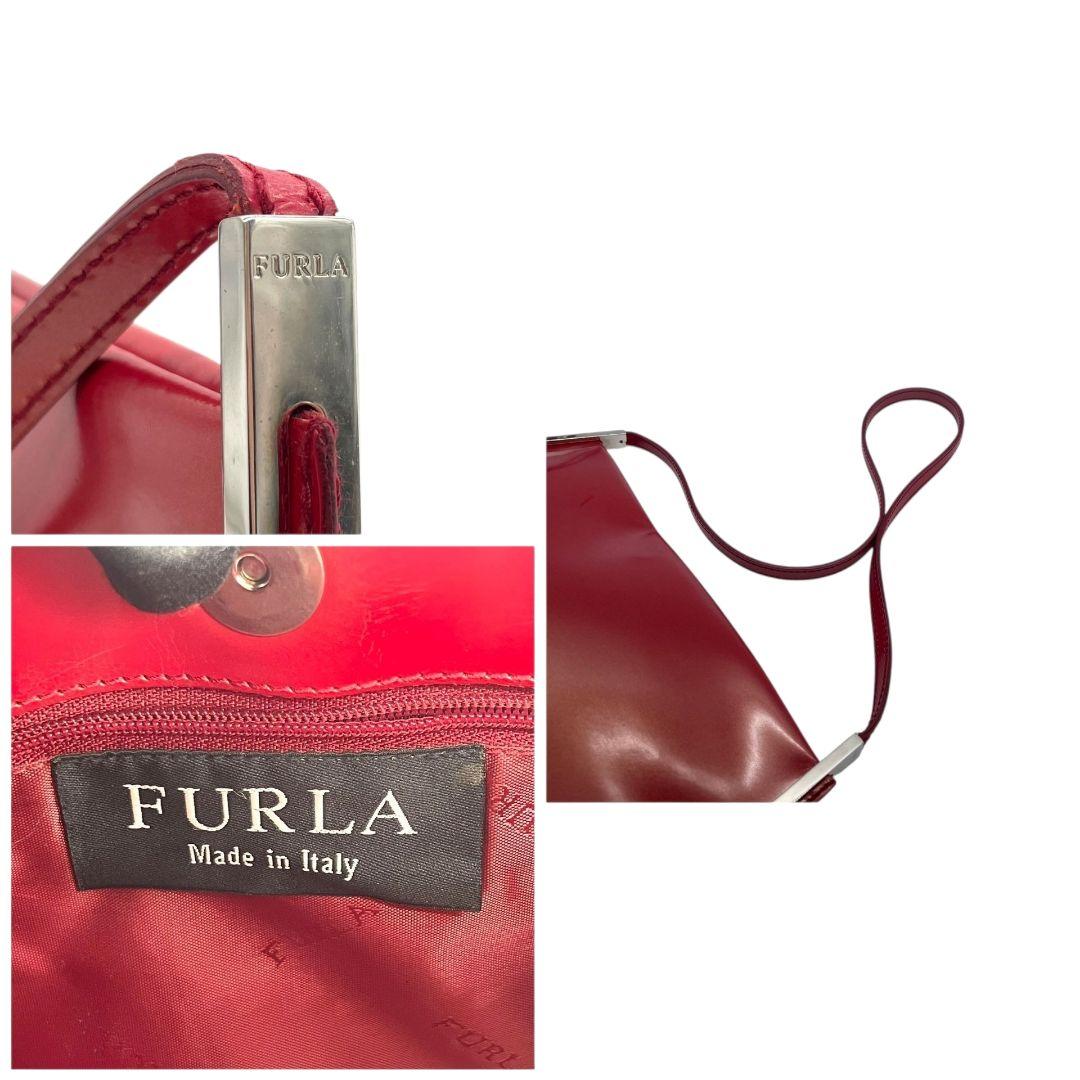 フルラ ハンドバッグ 赤 レッド ワンショルダー トートバッグ 肩掛け可 レザー 本革 ロゴ シルバー金具 s10 FURLA 高級 ブランド レディース