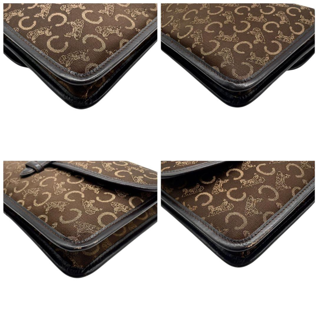 CELINE セリーヌ クラッチバッグ ブラウン 茶 Cマカダム 総柄 フラップ 馬車金具 セカンドバッグ キャンバス レザー 本革 u15 ヴィンテージ 上品 高級感