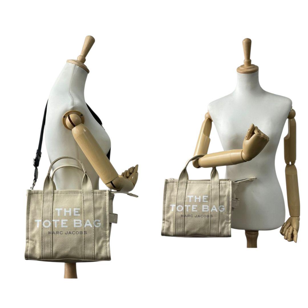 マークジェイコブス トートバッグ ベージュ ザトートバッグ 2way ハンドバッグ ショルダーバッグ 斜め掛け可 シルバー金具 キャンバス MARC JACOBS T6 人気モデル 上品