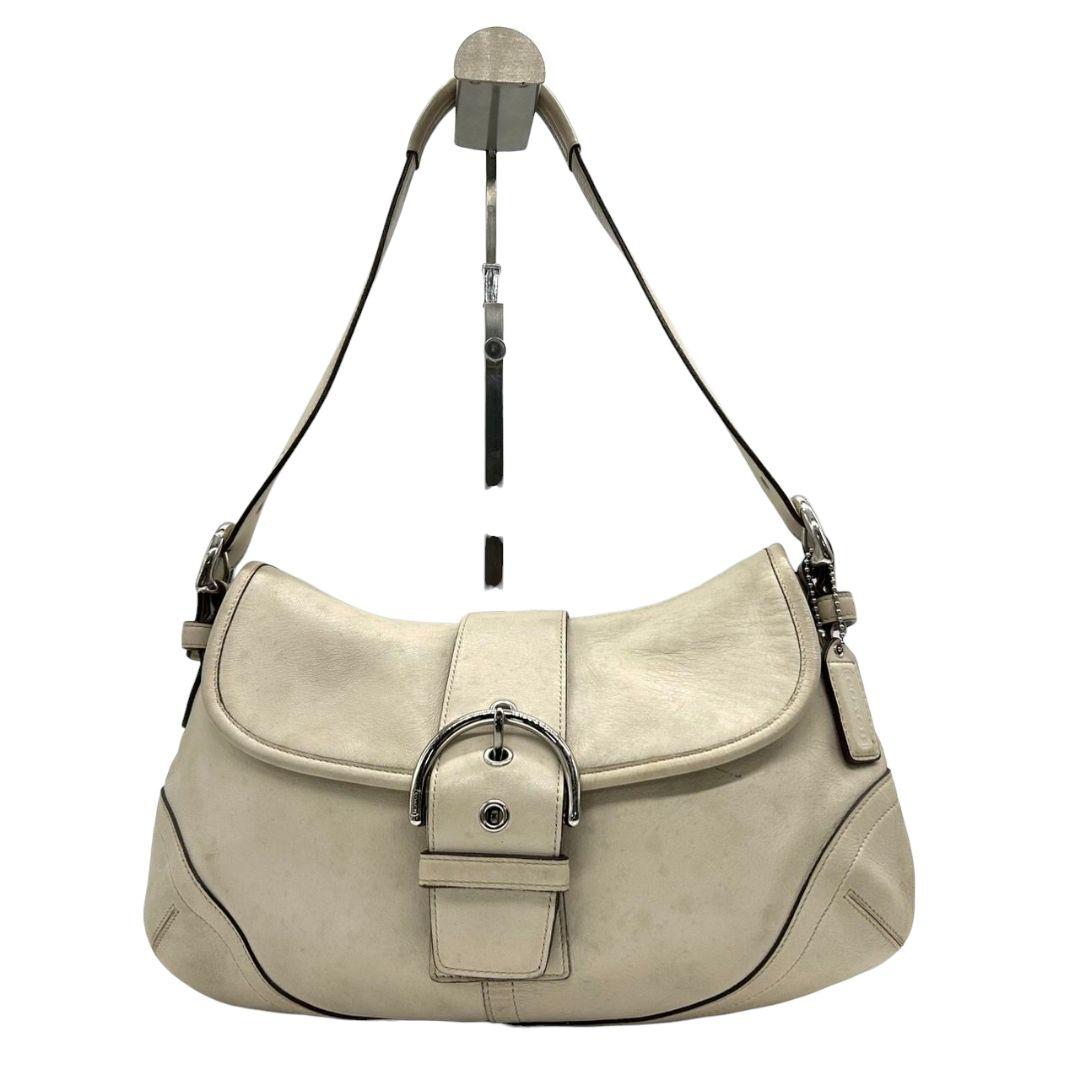 コーチ ショルダーバッグ 白 ソーホー フラップ レザー ワンショル s82 9248 肩掛け可 肩かけ可 ハンドバッグ ホワイト シルバー金具 本革 ロゴタグ COACH