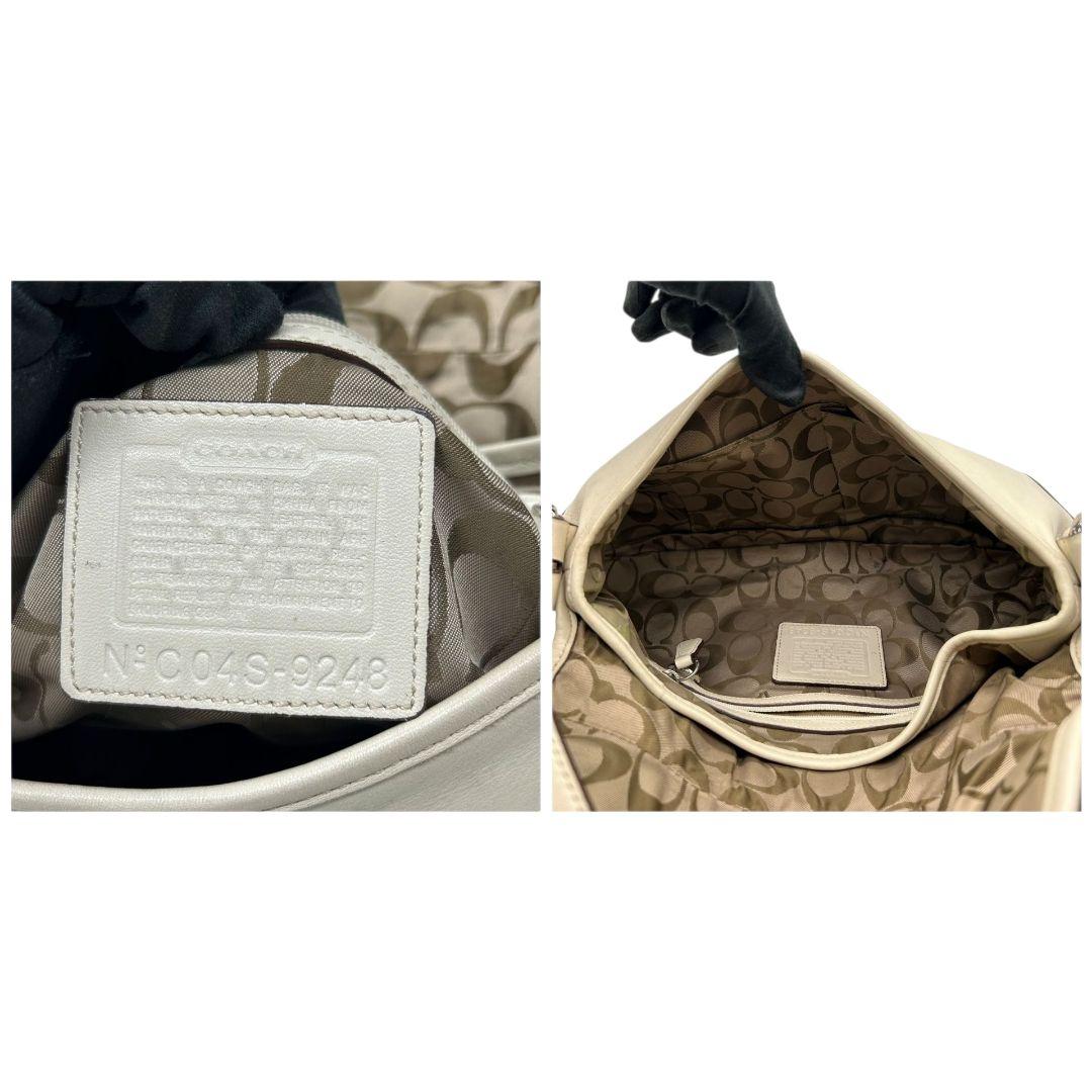 コーチ ショルダーバッグ 白 ソーホー フラップ レザー ワンショル s82 9248 肩掛け可 肩かけ可 ハンドバッグ ホワイト シルバー金具 本革 ロゴタグ COACH