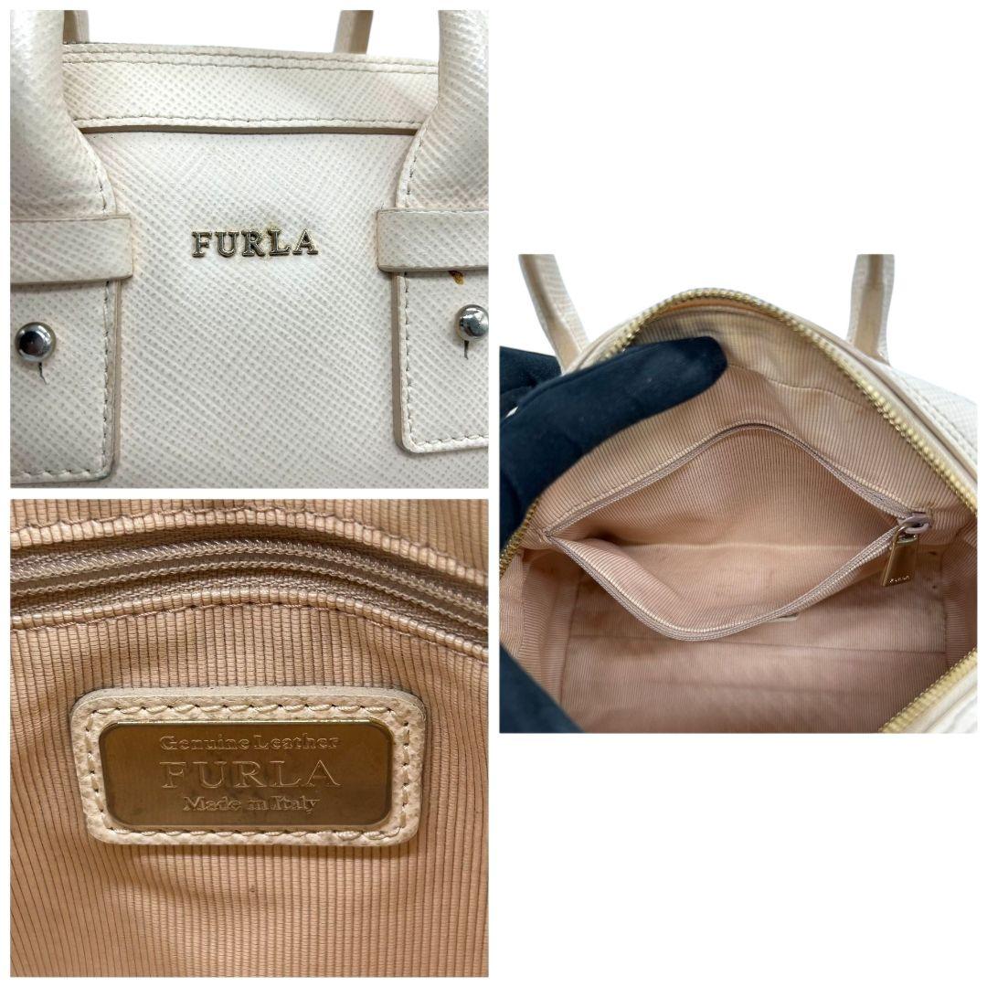 フルラ ハンドバッグ ベージュ 2way ミニボストン PVC 斜め掛け可 s15 ショルダーバッグ トートバッグ ロゴ レザー 本革 ゴールド金具 シルバー金具 FURLA