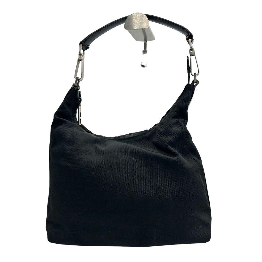 グッチ ハンドバッグ 黒 ワンショルダー ナイロン レザー GUCCI トートバッグ 自立可 肩掛け可 ブラック 本革 シルバー金具 0013766 002058