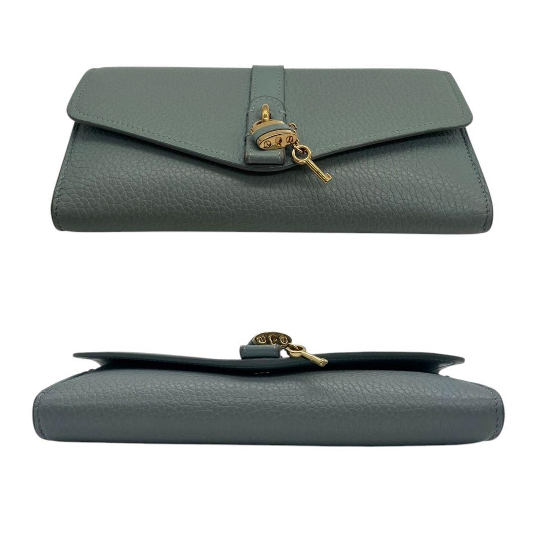 美品 クロエ ショルダーバッグ ショルダーウォレット チェーンウォレット アビー ABY 水色 ブルー レザー 本革 フラップ カデナ キー ゴールド金具 本物保証 鑑定済 C24NKH s85