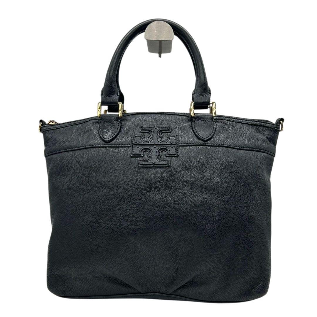 トリーバーチ ハンドバッグ 黒 2way A4収納 レザー 本革 斜め掛け可 ショルダーバッグ トートバッグ ブラック ゴールド金具 ロゴプレート TORY BURCH N 上品 高級感