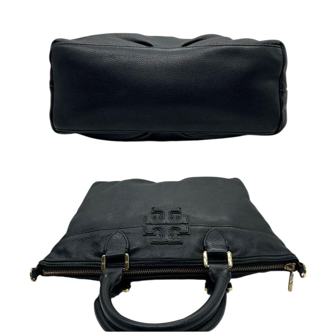 トリーバーチ ハンドバッグ 黒 2way A4収納 レザー 本革 斜め掛け可 ショルダーバッグ トートバッグ ブラック ゴールド金具 ロゴプレート TORY BURCH N 上品 高級感