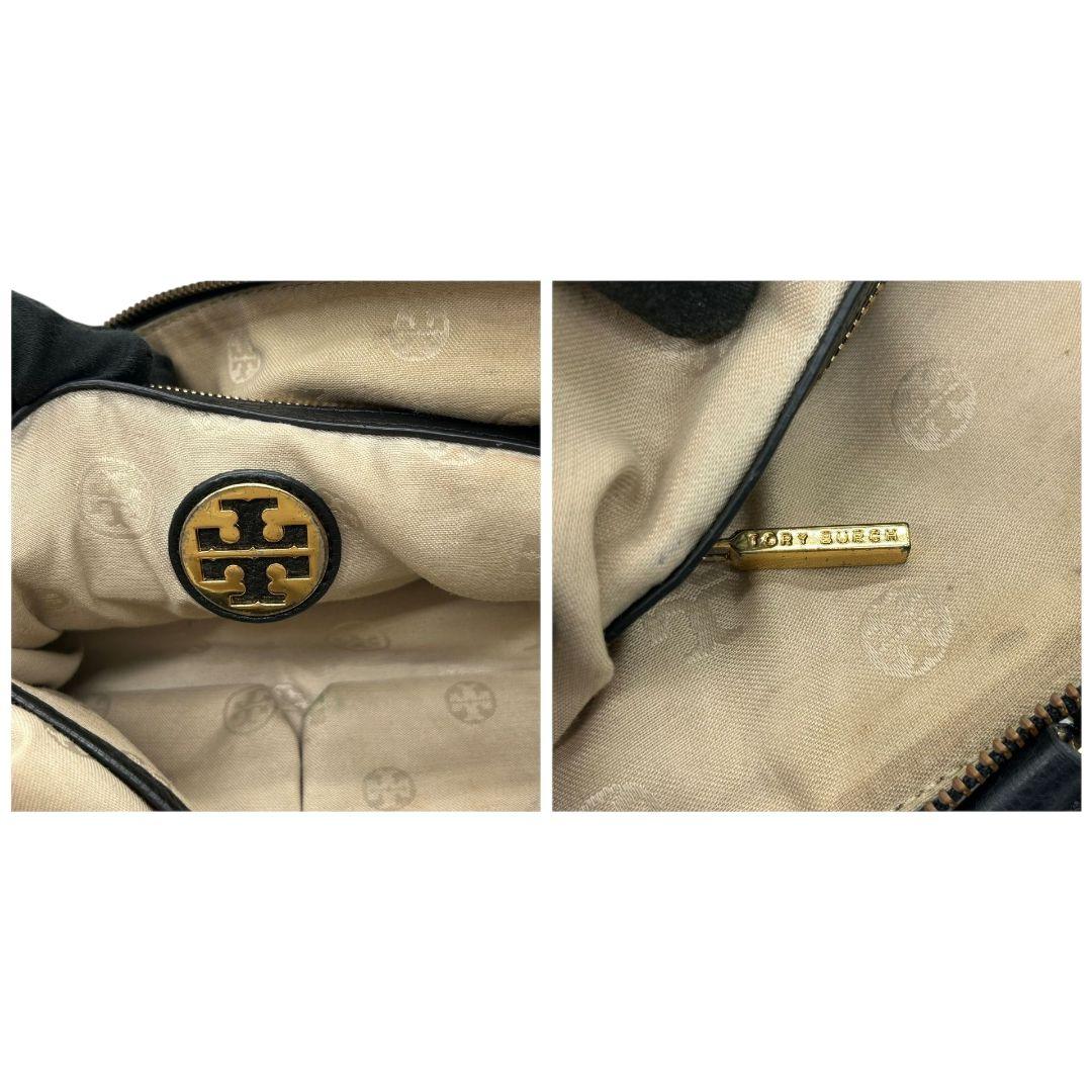 トリーバーチ ハンドバッグ 黒 2way A4収納 レザー 本革 斜め掛け可 ショルダーバッグ トートバッグ ブラック ゴールド金具 ロゴプレート TORY BURCH N 上品 高級感