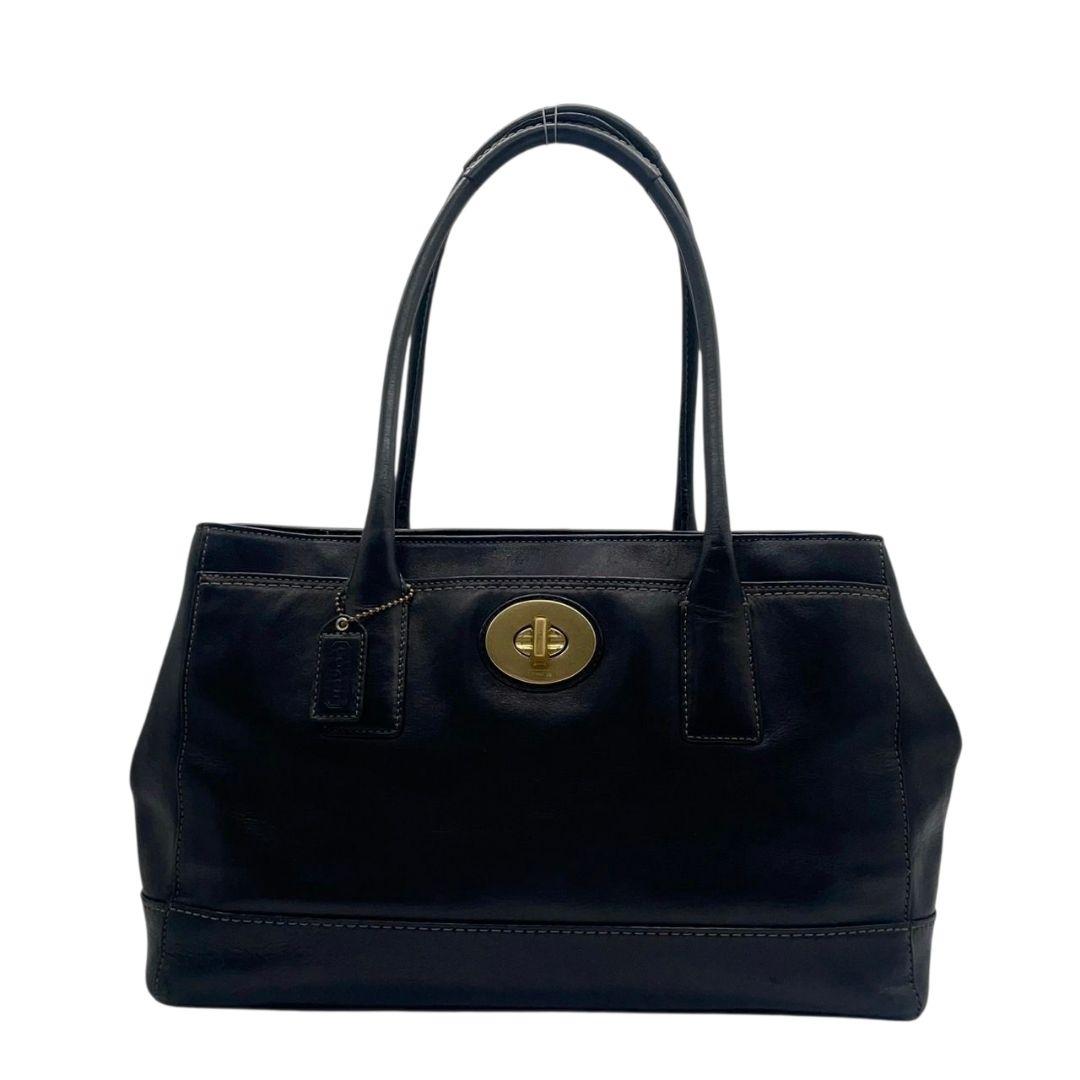 コーチ トートバッグ 黒 ターンロック レザー ワンショルダー COACH s9 ハンドバッグ 肩掛け可 ブラック ゴールド金具 ロゴタグ 本革 11554 オールレザー