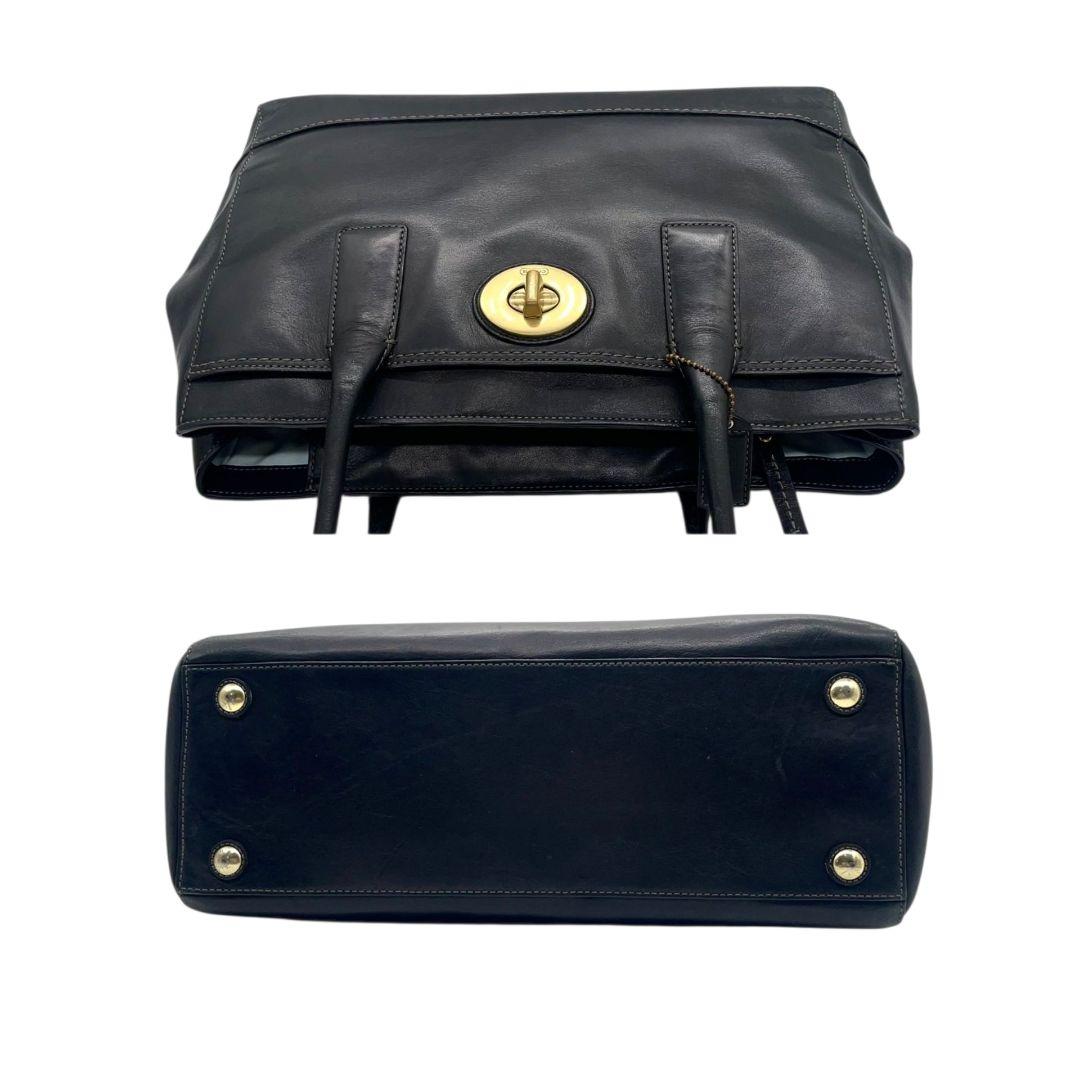 コーチ トートバッグ 黒 ターンロック レザー ワンショルダー COACH s9 ハンドバッグ 肩掛け可 ブラック ゴールド金具 ロゴタグ 本革 11554 オールレザー