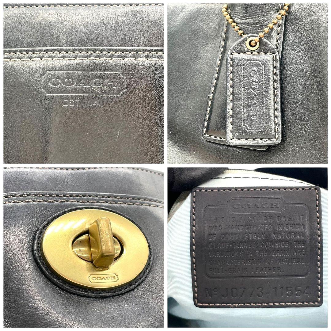 コーチ トートバッグ 黒 ターンロック レザー ワンショルダー COACH s9 ハンドバッグ 肩掛け可 ブラック ゴールド金具 ロゴタグ 本革 11554 オールレザー