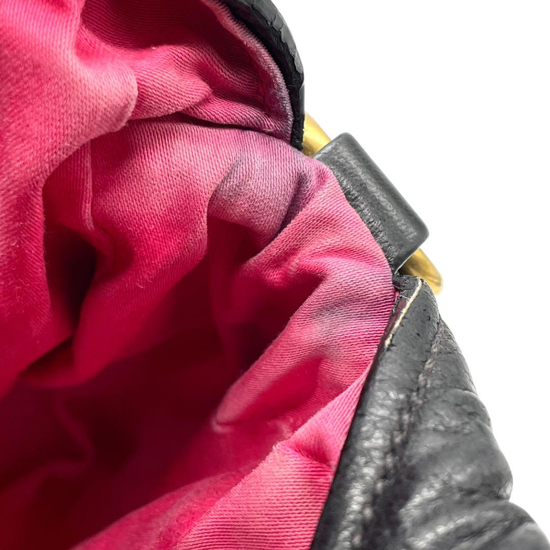 良品 miu miu ミュウミュウ C4 ハンドバッグ ナッパレザー 黒 ブラック 南京錠チャーム ゴールド金具 トートバッグ コンパクト 00s Y2K Archive レディース C4