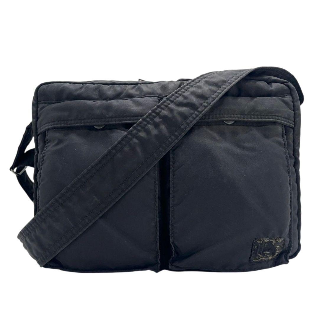 ポーター ショルダーバッグ 黒 タンカー 2way 吉田カバン ナイロン T2 ハンドバッグ トートバッグ ブラック 斜め掛け可 シルバー金具 ロゴタグ PORTER