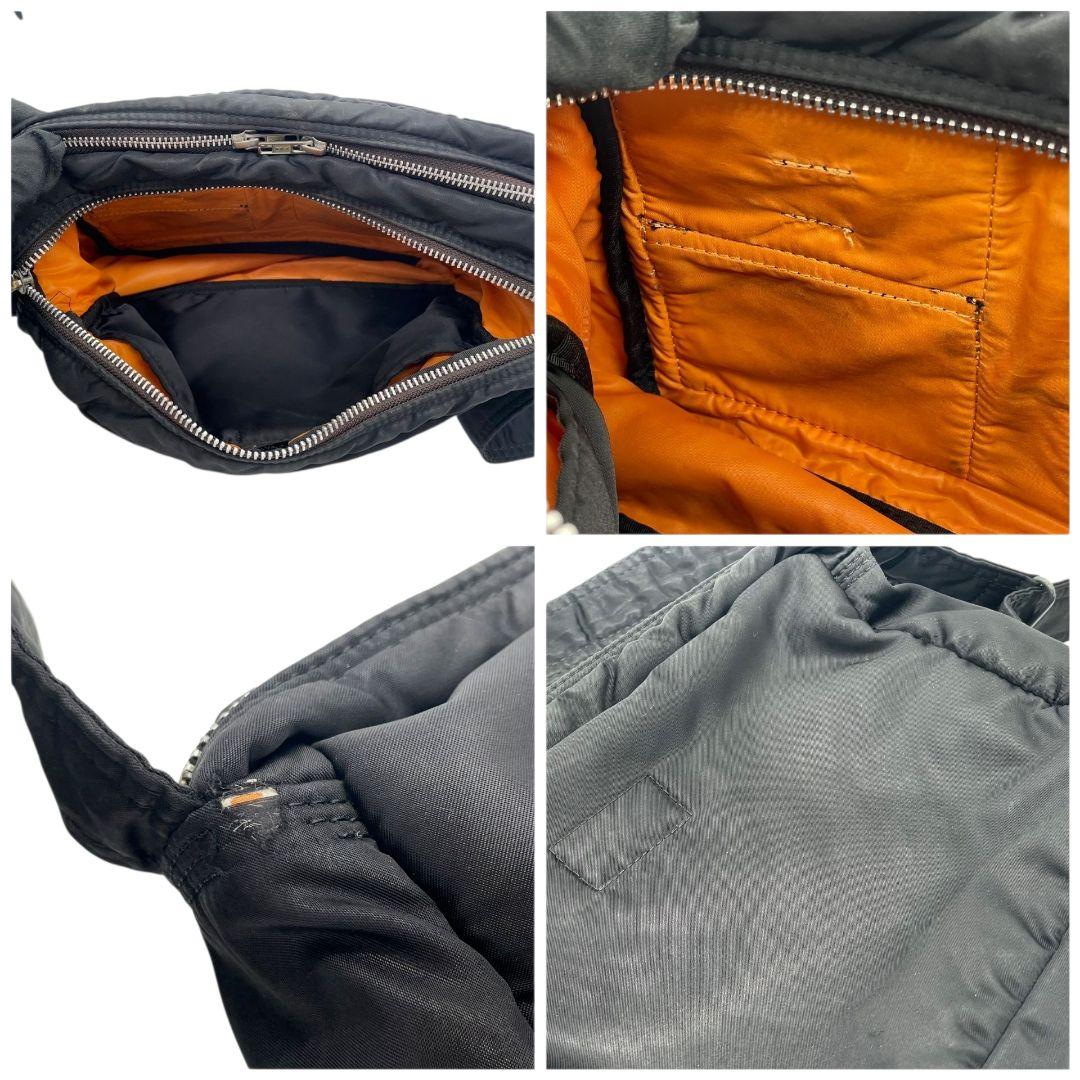 ポーター ショルダーバッグ 黒 タンカー 2way 吉田カバン ナイロン T2 ハンドバッグ トートバッグ ブラック 斜め掛け可 シルバー金具 ロゴタグ PORTER