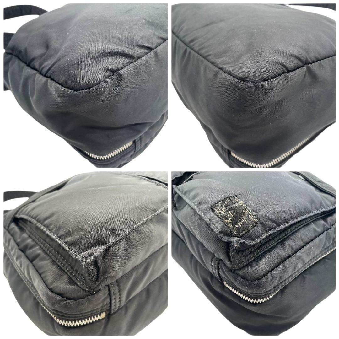 ポーター ショルダーバッグ 黒 タンカー 2way 吉田カバン ナイロン T2 ハンドバッグ トートバッグ ブラック 斜め掛け可 シルバー金具 ロゴタグ PORTER