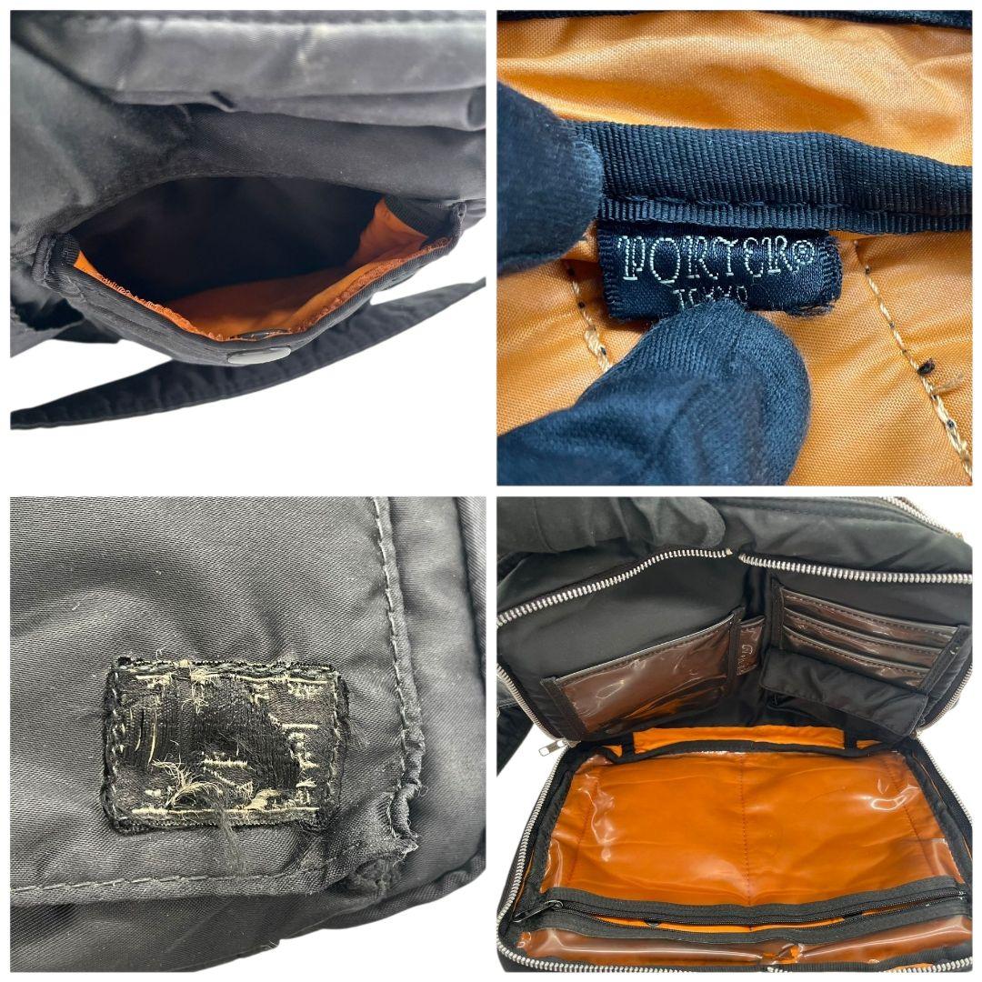 ポーター ショルダーバッグ 黒 タンカー 2way 吉田カバン ナイロン T2 ハンドバッグ トートバッグ ブラック 斜め掛け可 シルバー金具 ロゴタグ PORTER