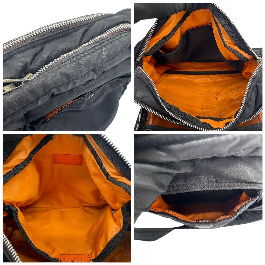 ポーター ショルダーバッグ 黒 タンカー 2way 吉田カバン ナイロン T2 ハンドバッグ トートバッグ ブラック 斜め掛け可 シルバー金具 ロゴタグ PORTER