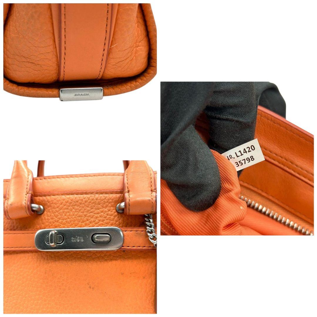 コーチ ハンドバッグ オレンジ スワッガー 2way レザー 本革 斜め掛け可 自立可 ショルダーバッグ トートバッグ シルバー金具 ロゴタグ s35 35798 COACH 上品 高級感