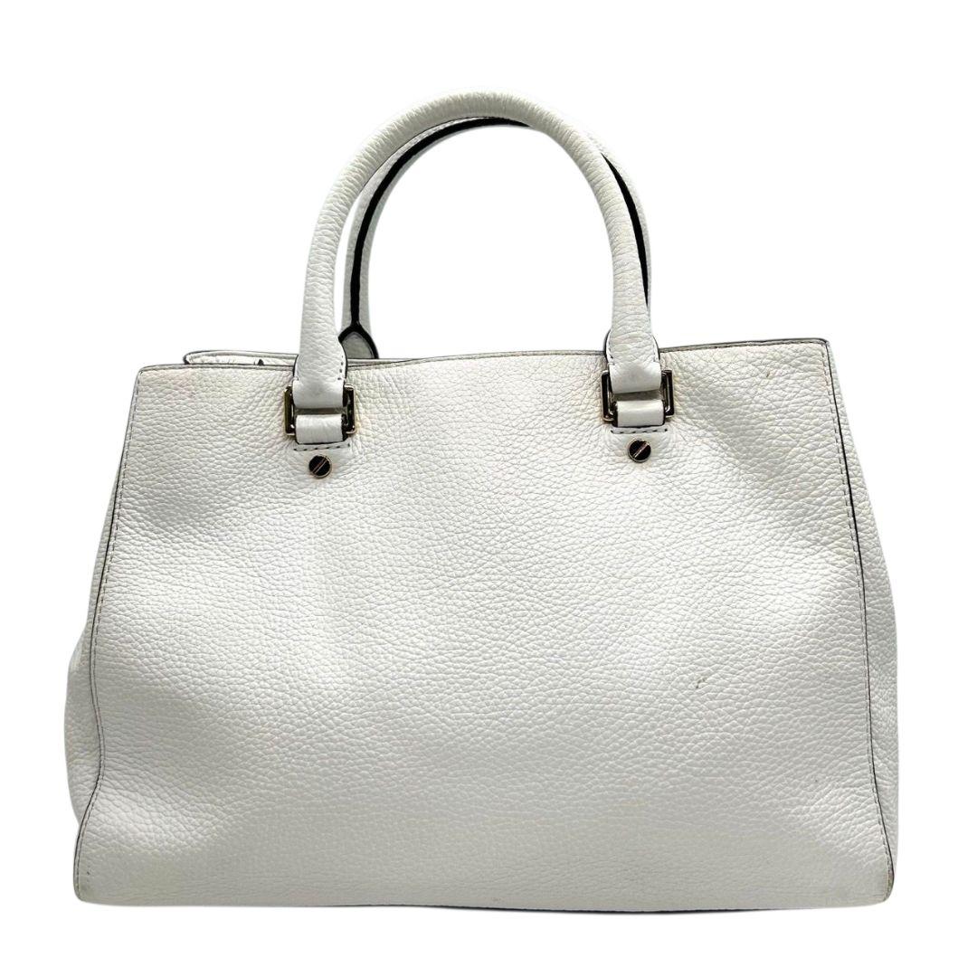 マイケルコース ハンドバッグ 白 ホワイト 2way レザー 本革 自立可 斜め掛け可 ショルダーバッグ トートバッグ A4収納 ゴールド金具 ロゴプレート E2