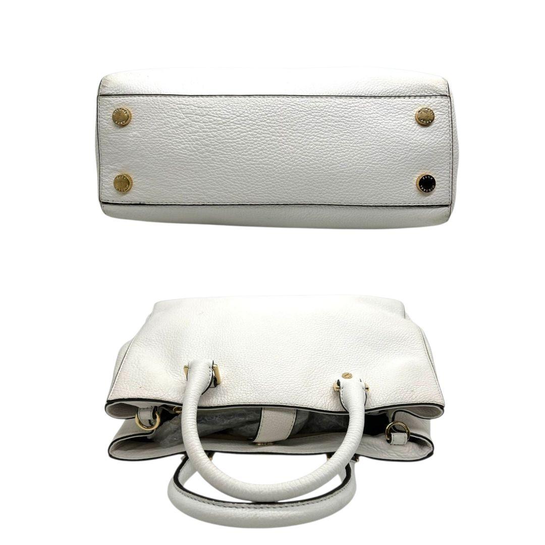 マイケルコース ハンドバッグ 白 ホワイト 2way レザー 本革 自立可 斜め掛け可 ショルダーバッグ トートバッグ A4収納 ゴールド金具 ロゴプレート E2