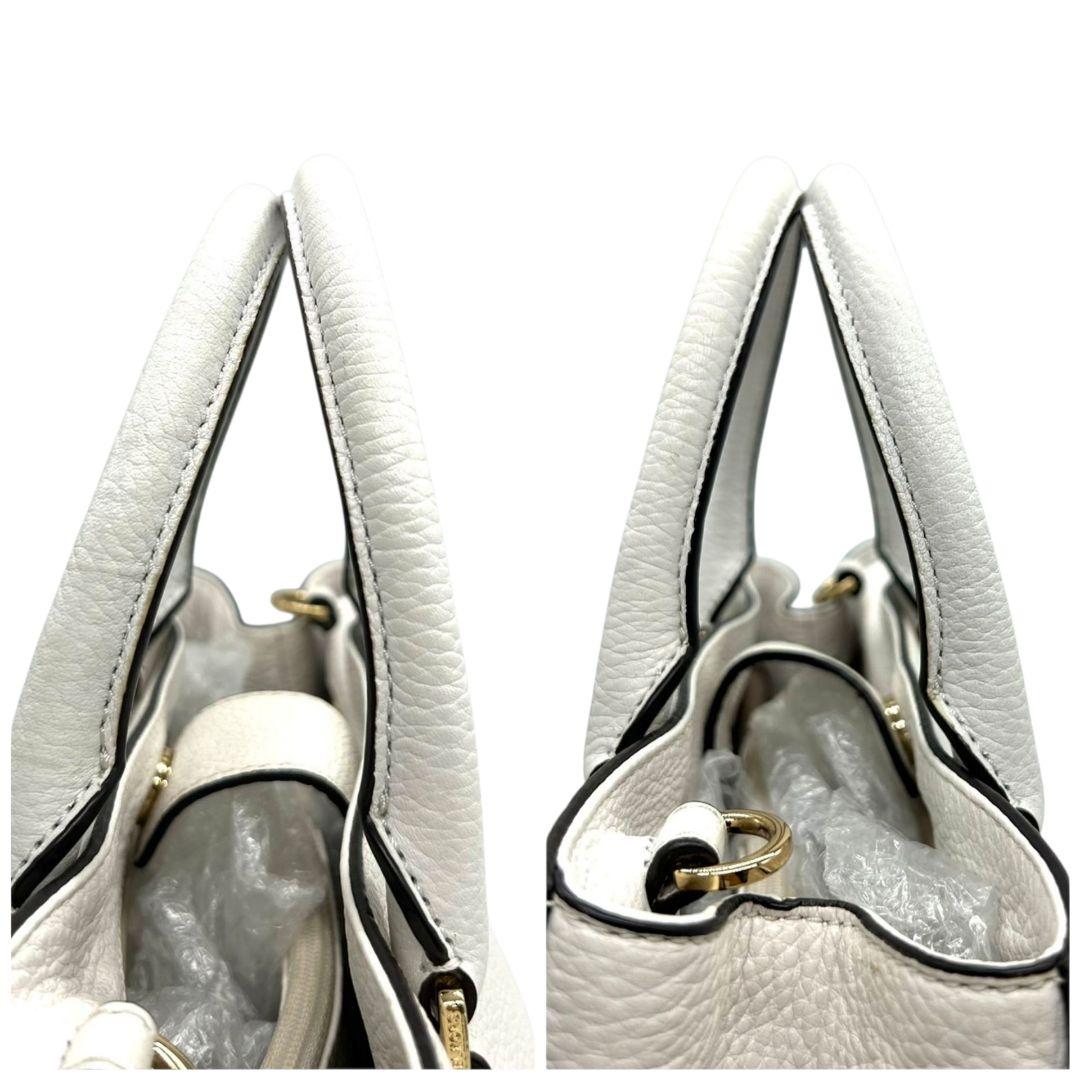 マイケルコース ハンドバッグ 白 ホワイト 2way レザー 本革 自立可 斜め掛け可 ショルダーバッグ トートバッグ A4収納 ゴールド金具 ロゴプレート E2