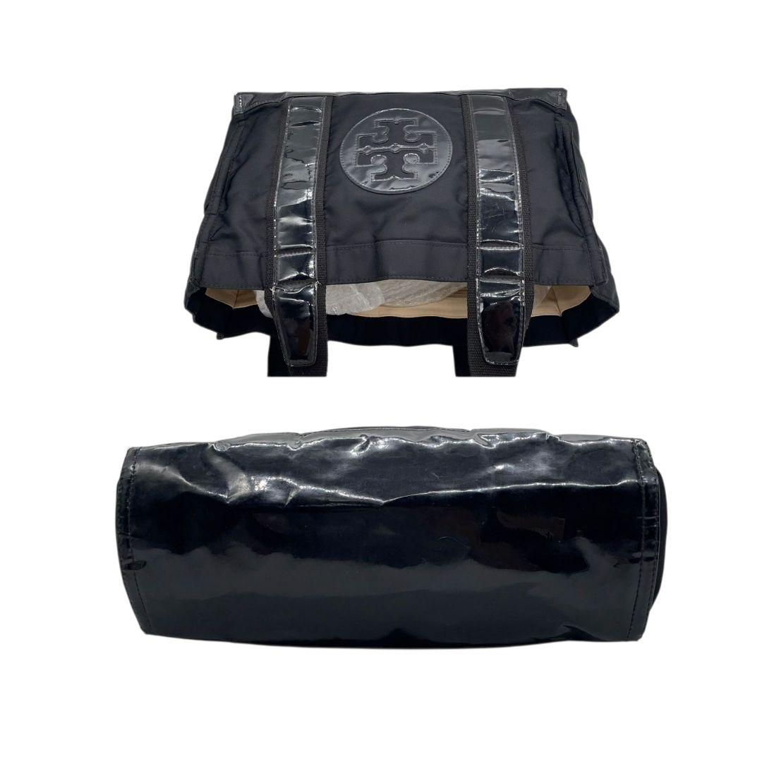 トリーバーチ TORY BURCH トートバッグ 黒 ブラック デカロゴ ナイロン エナメル ワンショルダー 肩掛け可 ハンドバッグ T1 レディース