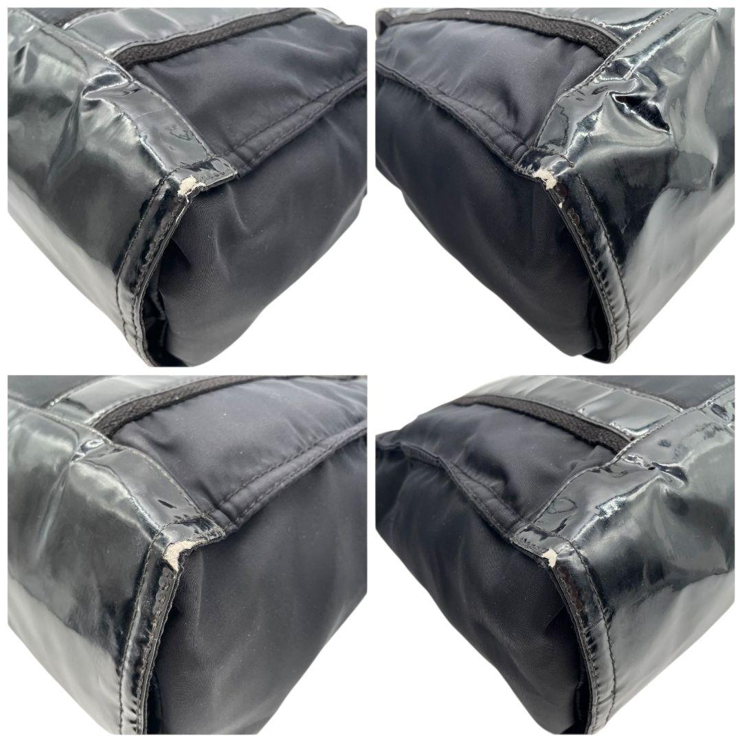 トリーバーチ TORY BURCH トートバッグ 黒 ブラック デカロゴ ナイロン エナメル ワンショルダー 肩掛け可 ハンドバッグ T1 レディース