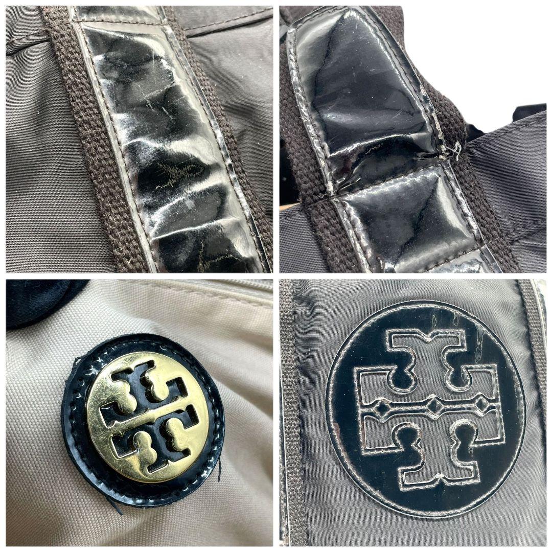 トリーバーチ TORY BURCH トートバッグ 黒 ブラック デカロゴ ナイロン エナメル ワンショルダー 肩掛け可 ハンドバッグ T1 レディース