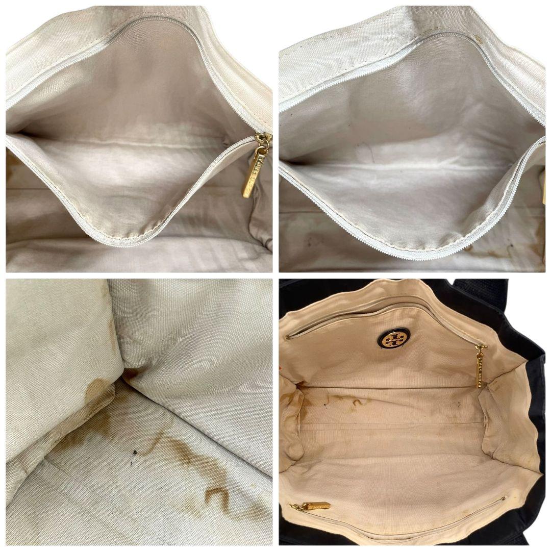 トリーバーチ TORY BURCH トートバッグ 黒 ブラック デカロゴ ナイロン エナメル ワンショルダー 肩掛け可 ハンドバッグ T1 レディース