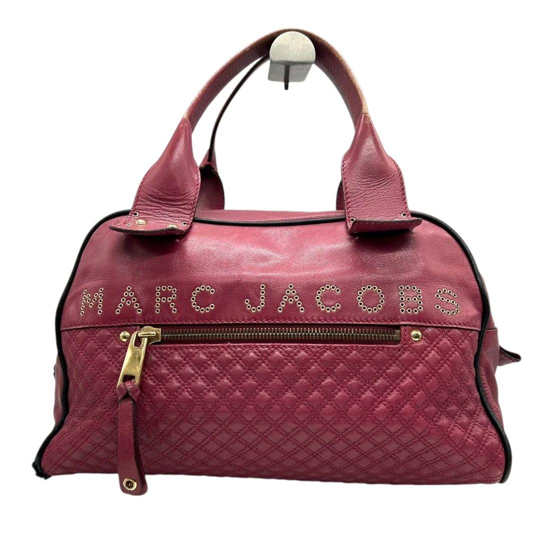 マークジェイコブス ハンドバッグ 赤 レッド キルティング スタッズロゴ レザー 本革 ミニボストン トートバッグ ワンショルダー 肩掛け可 ゴールド金具 MARC JACOBS s38