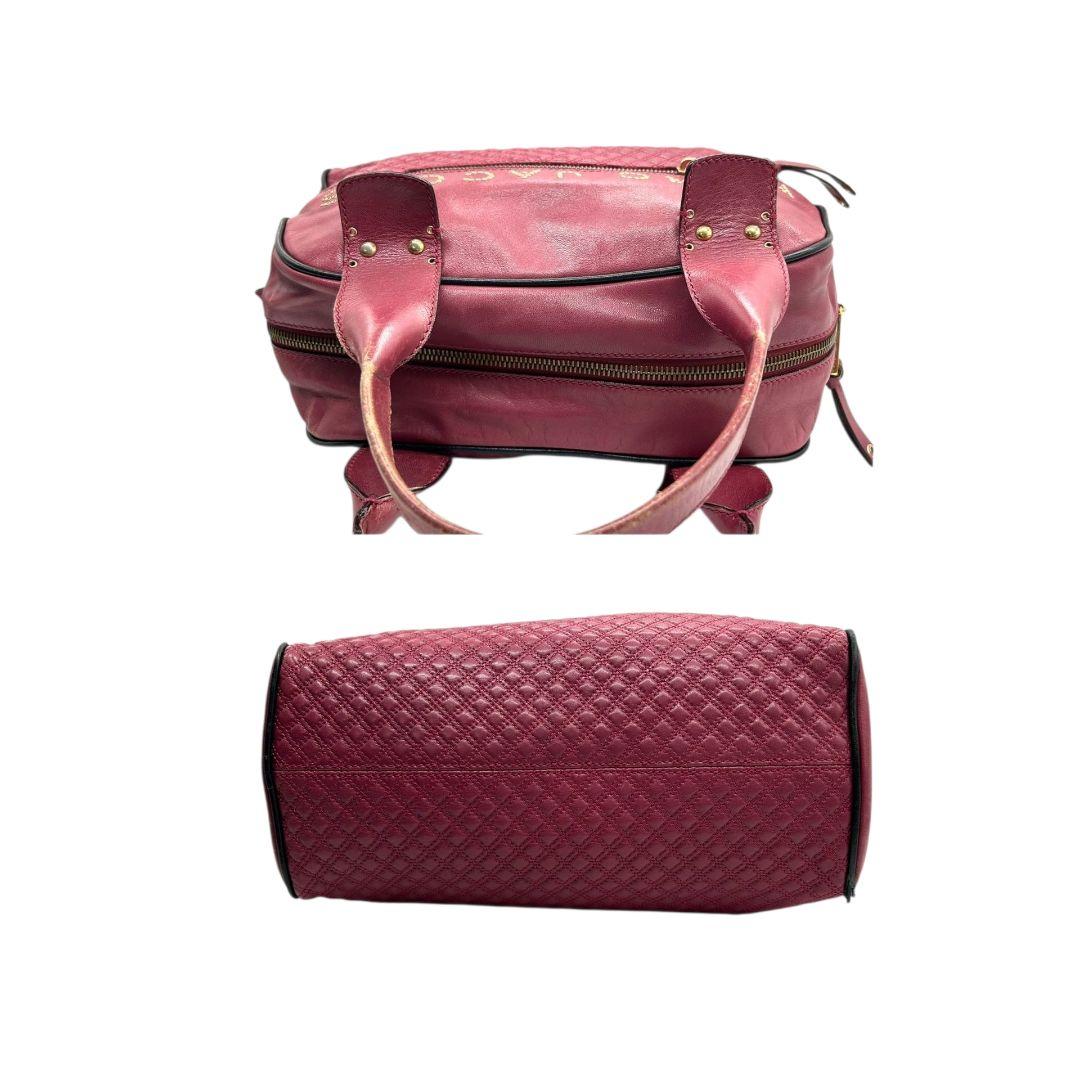 マークジェイコブス ハンドバッグ 赤 レッド キルティング スタッズロゴ レザー 本革 ミニボストン トートバッグ ワンショルダー 肩掛け可 ゴールド金具 MARC JACOBS s38