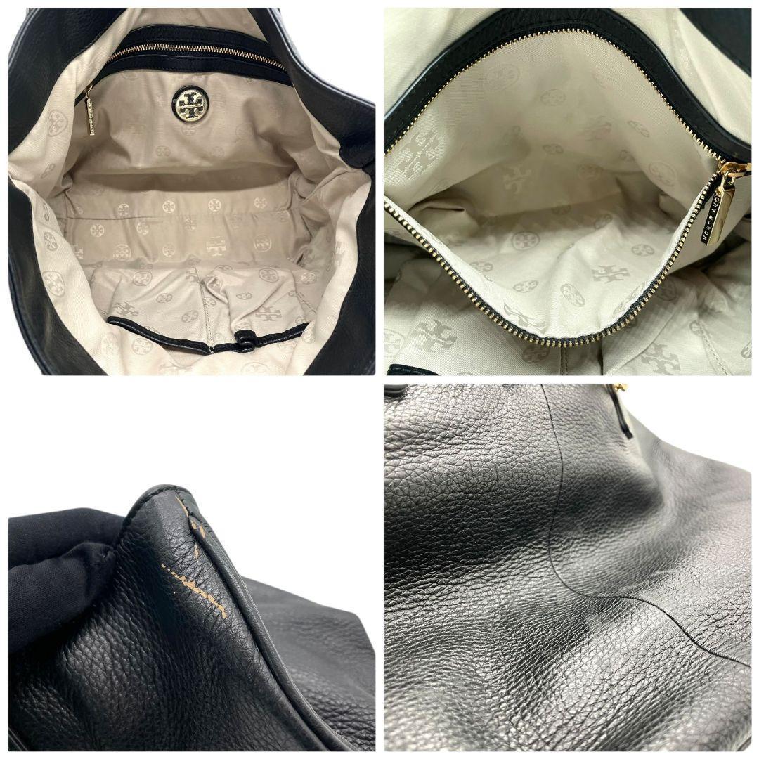 トリーバーチ トートバッグ 黒 マリオン レザー ロゴ タッセル ワンショルダー A4収納 自立可 肩掛け可 チェーン ハンドバッグ ブラック ゴールド金具 TORY BURCH