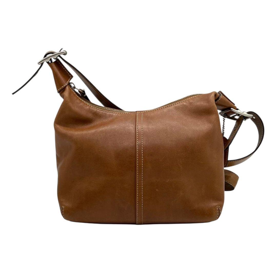 コーチ　ショルダーバッグ　茶　ホーボー　斜め掛け可　レザー　本革　T7　COACH　シルバー金具　9566　ブラウン