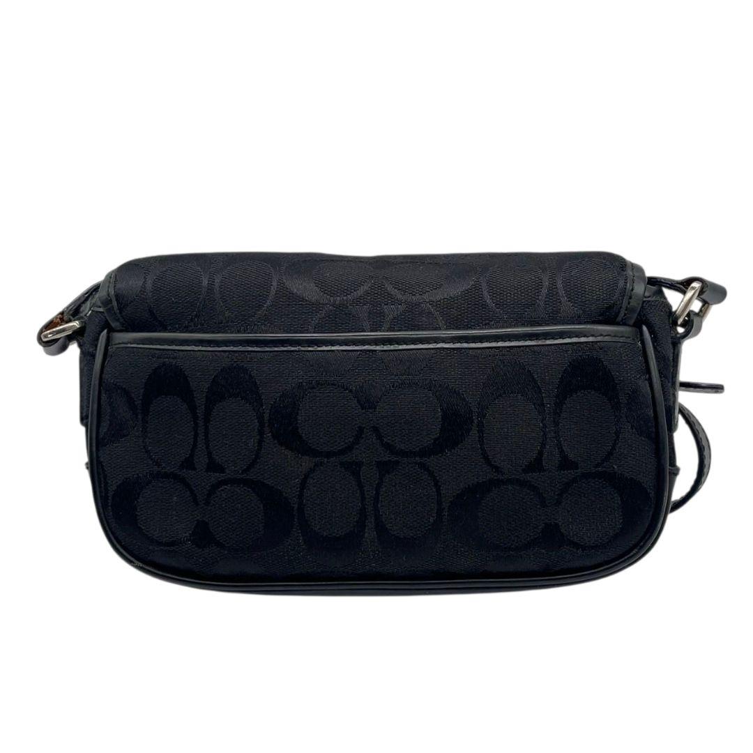 コーチ ショルダーバッグ 黒 シグネチャー フラップ 斜め掛け可 レザー s91 ブラック シルバー金具 本革 キャンバス COACH K3U-6844 オシャレ 本物保証 鑑定済 スピード発送