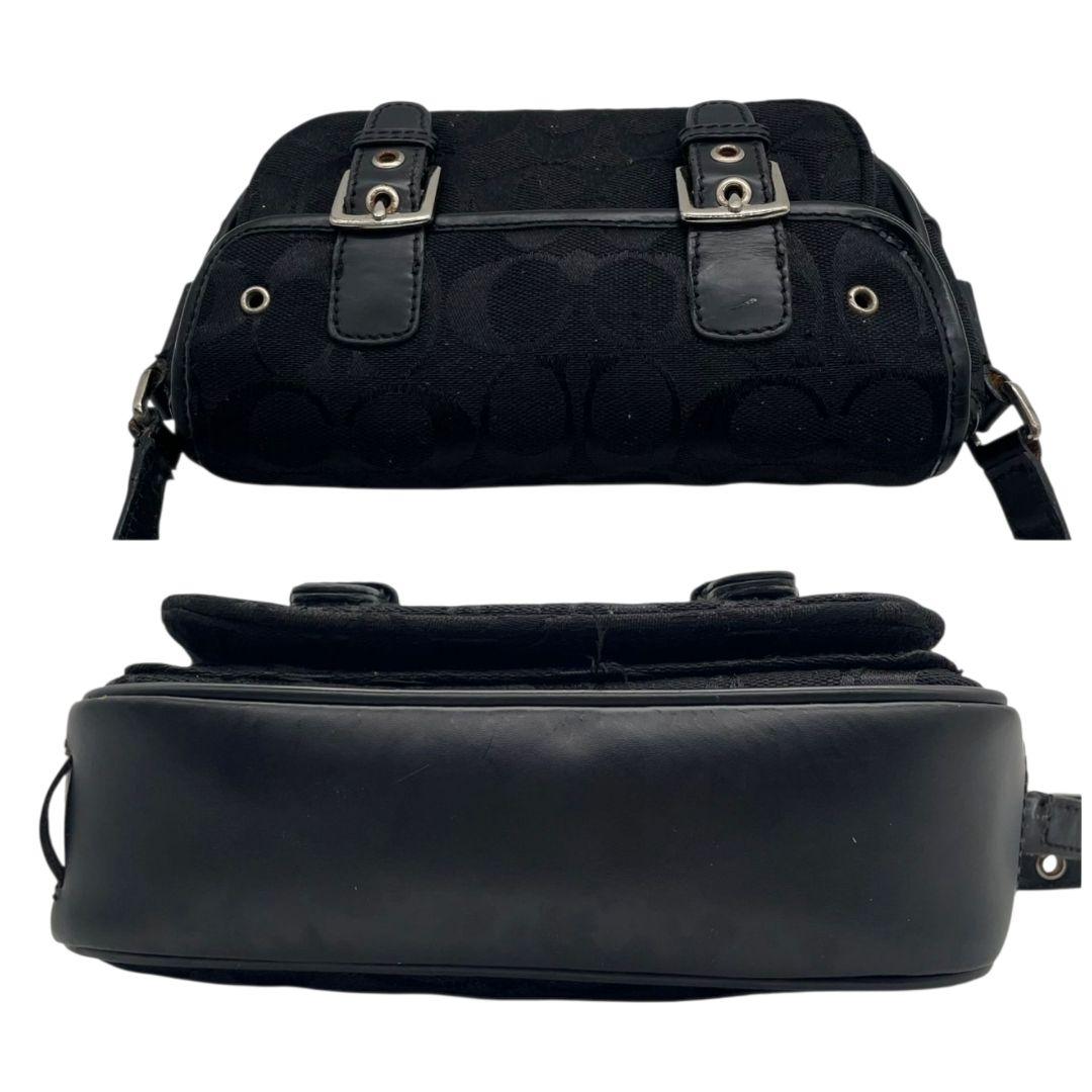 コーチ ショルダーバッグ 黒 シグネチャー フラップ 斜め掛け可 レザー s91 ブラック シルバー金具 本革 キャンバス COACH K3U-6844 オシャレ 本物保証 鑑定済 スピード発送