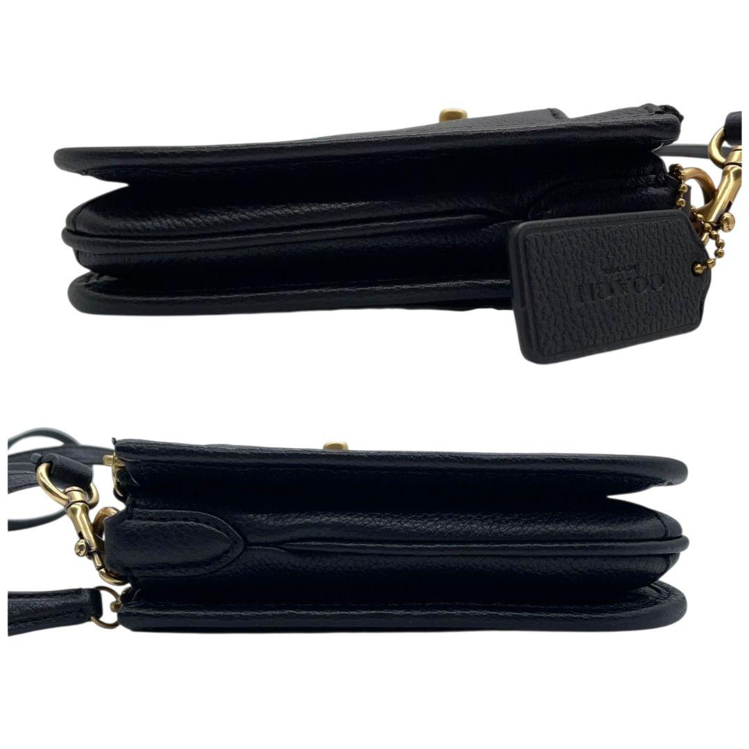 美品 コーチ ショルダーバッグ 黒 ターンロック s8 レザー 本革 斜め掛け可 ブラック ゴールド金具 COACH C6663 クロスボディ バッグ エレガント シンプル 高級感