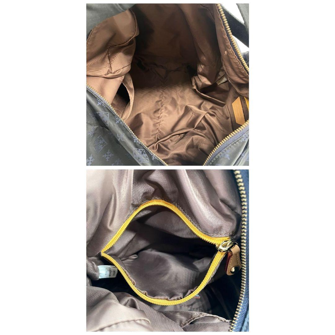 美品 ラシット バックパック 黒 ブラック モノグラム 総柄 ナイロン レザー 本革 リュック ゴールド金具 軽量 通勤 通学 s20 russet