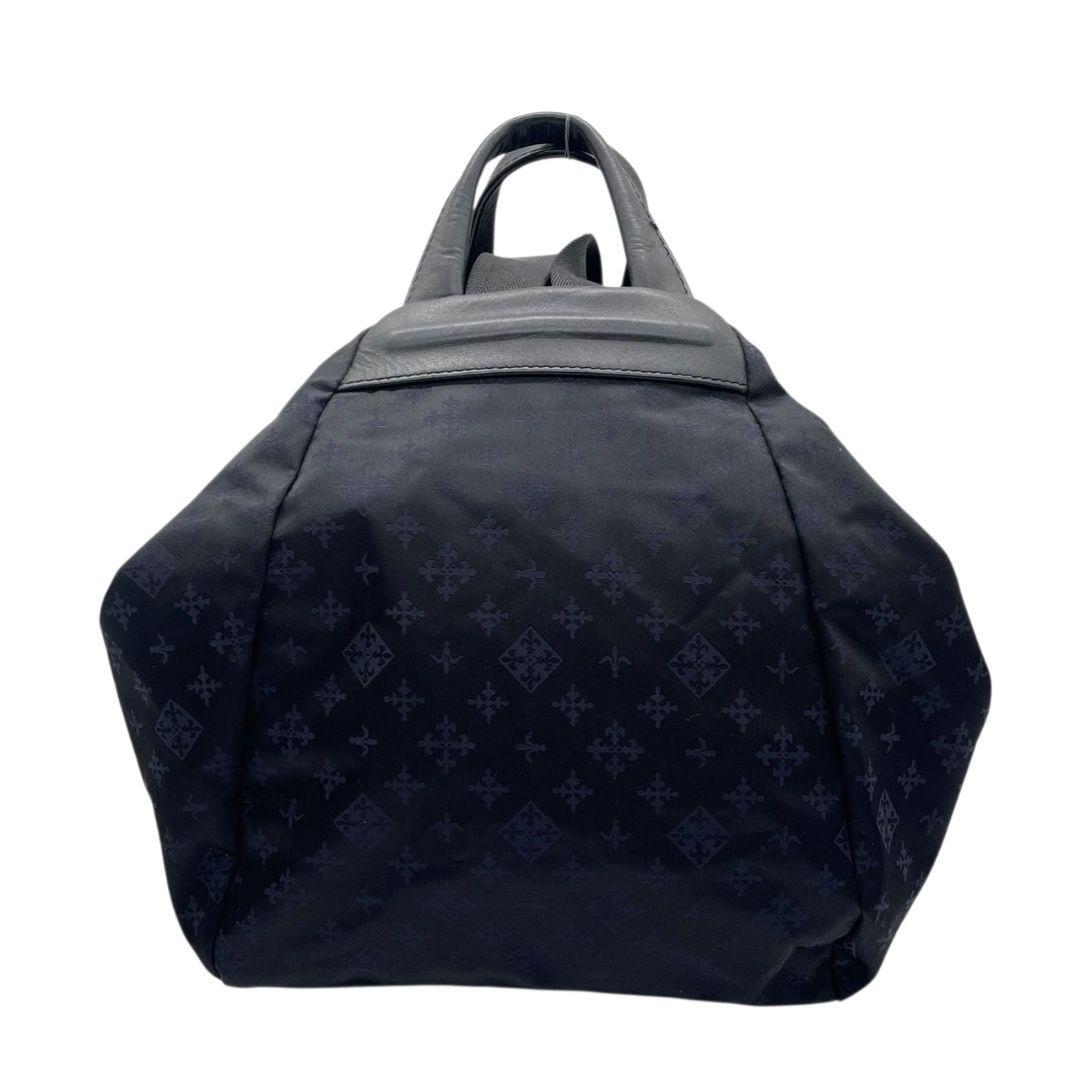 美品 ラシット バックパック 黒 ブラック モノグラム 総柄 ナイロン レザー 本革 リュック ゴールド金具 軽量 通勤 通学 s20 russet